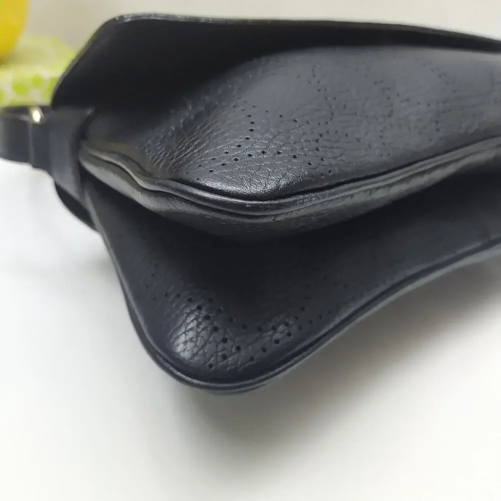 Kate Spade New York Black Leather Turnlock Flap Closure Hobo Crossbody Bag
